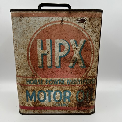 #ad Vtg HPX Horse Power Multiplied Motor Oil 2 Gallon Oil Can JD Streett St Louis MO $135.00