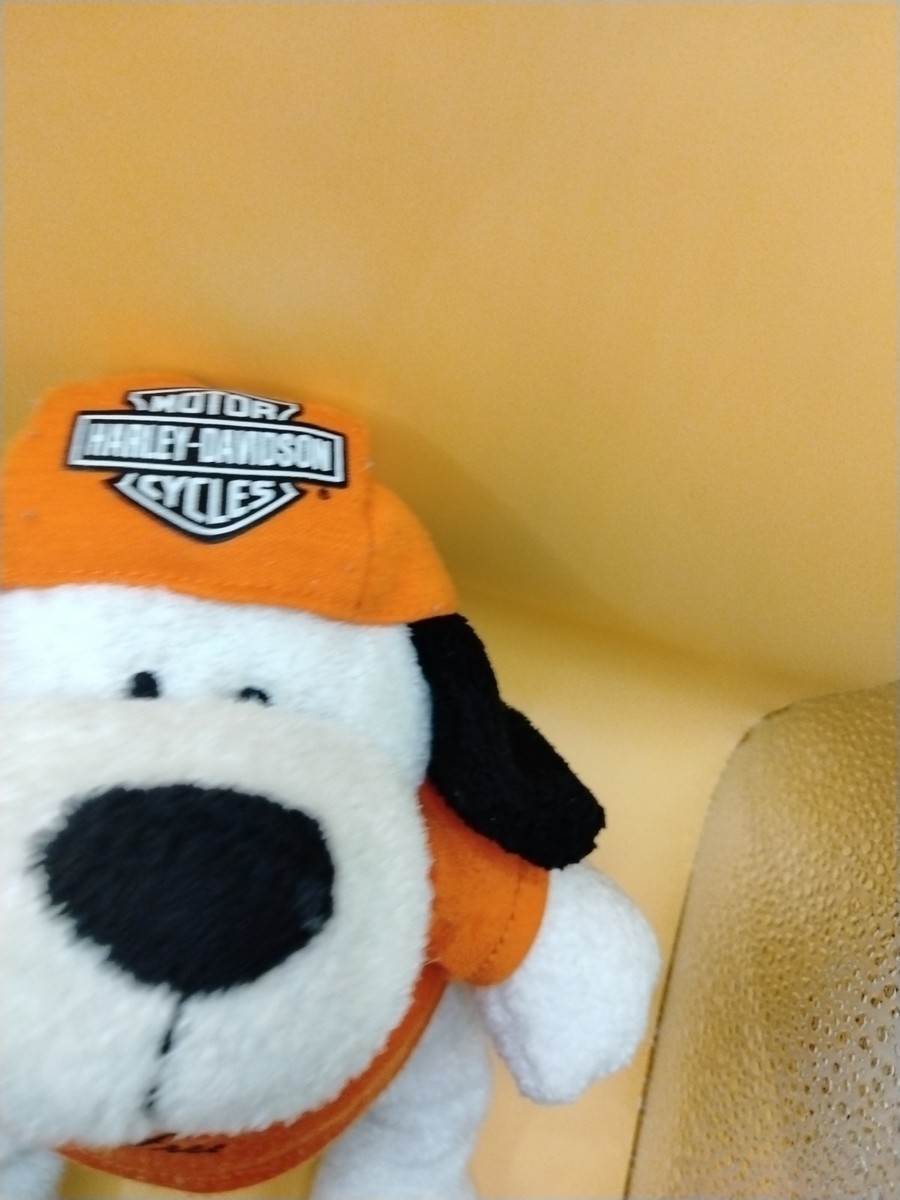 Vintage Harley Davidson 2004 Plush Dog With Orange Tshirt And Cap