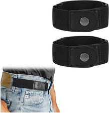Set of 2 No Buckle Belts Jeans Pants Tightener Side Belts for Men Women