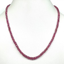 Natural Mozambique Ruby Necklace 3-4.7mm Faceted Beads 925 Silver Clasp 18 Inch 
