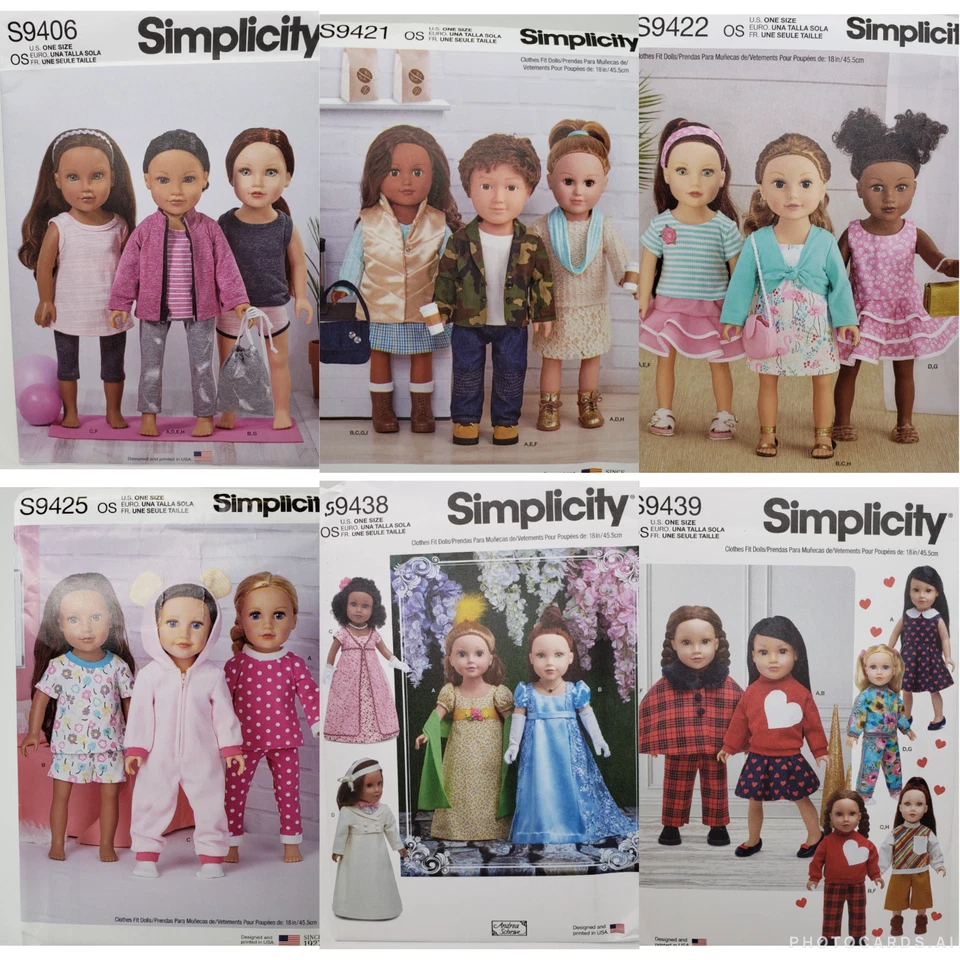 Simplicity UNCUT! U-PICK! 18" Dolls Sewing Patterns Doll Clothes & Accessories - Image 2 of 4