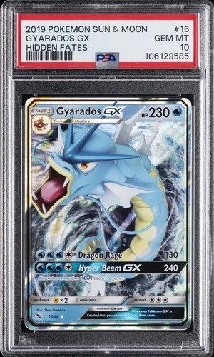 2019 POKEMON SUN & MOON HIDDEN FATES #16 GYARADOS GX PSA 10