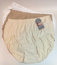 NWT 3 Bali Seamless Brief Panties Cool Comfort Nude/Tan/White DFAK88 Size 12/13