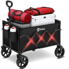 Heavy Duty Wagon with Big Wheels, Foldable Cart with 220LBS Capacity, Utility