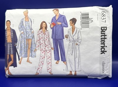 Butterick Sewing Pattern PJ s Robe Pattern 6837 Size L-XL Uncut Factory Fold