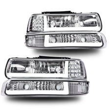 Led Drl Chrome Headlightsbumper Lamps Fit For 99-02 Chevy Silverado 00-06 Tahoe