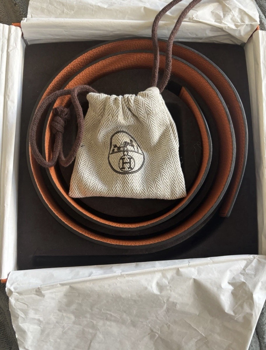 Hermès H Hippique Belt kit Gold Buckle in dust bag and  display picture 3