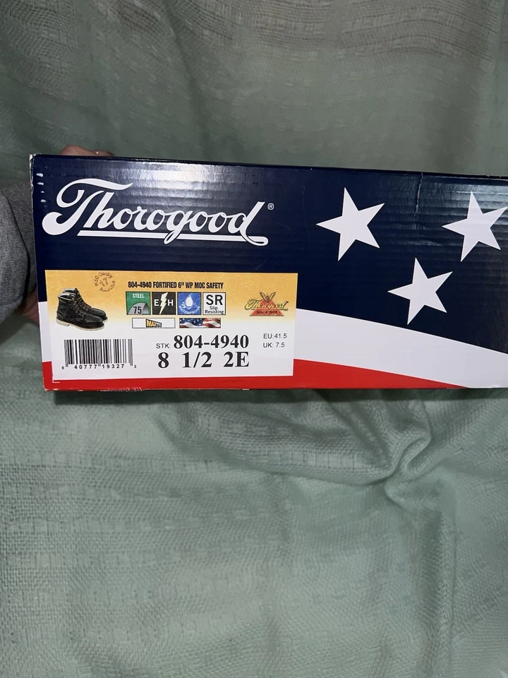 Nuevo En Caja Thorogood Hombre’s Midnight Heritage Series Acero Sin usar, puntera Talla 8,5 de ancho Foto 2 de 4