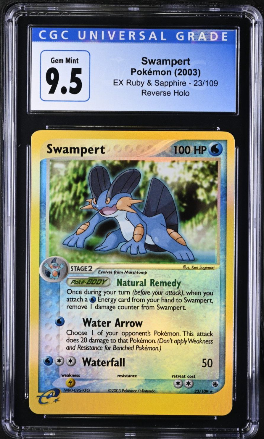 (2003) Swampert 23/109 Ex Ruby and Sapphire Reverse Holo CGC 9.5 Gem Mint