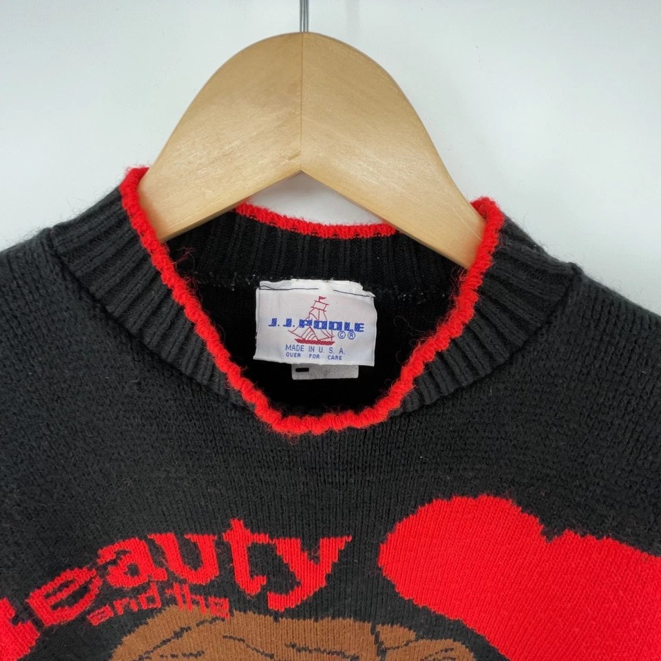 Raro Suéter Vintage Años 80 90 La Bella y la Bestia Niños Bella Niñas Talla 10 Acrílico Foto 2 de 4