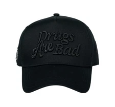 CHIQUETE HATS BLACK DRUGS ARE BAD SNAPBACK HAT CHDRUGS BLKOUT