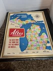 ALTES BEER FRAMED MICHIGAN MAP SPORTS HUNTING FISHING BOATING  1973 Vintage