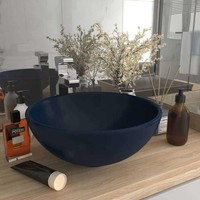 Luxus-Waschbecken Rund Matt Dunkelblau 32,5X14 Cm Keramik