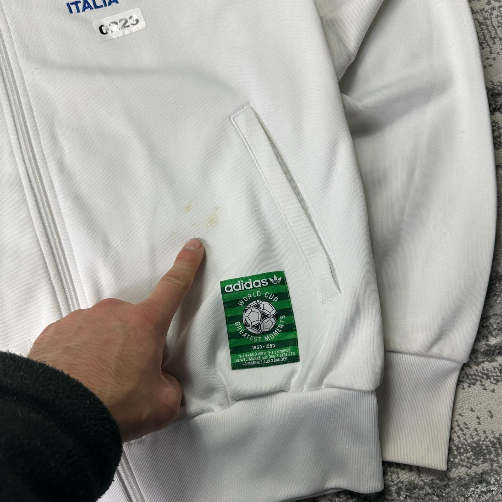 VTG Adidas 2000s Y2K Italia 82 Sz S White Funnel Neck Tracksuit Top Track Jacket image 3