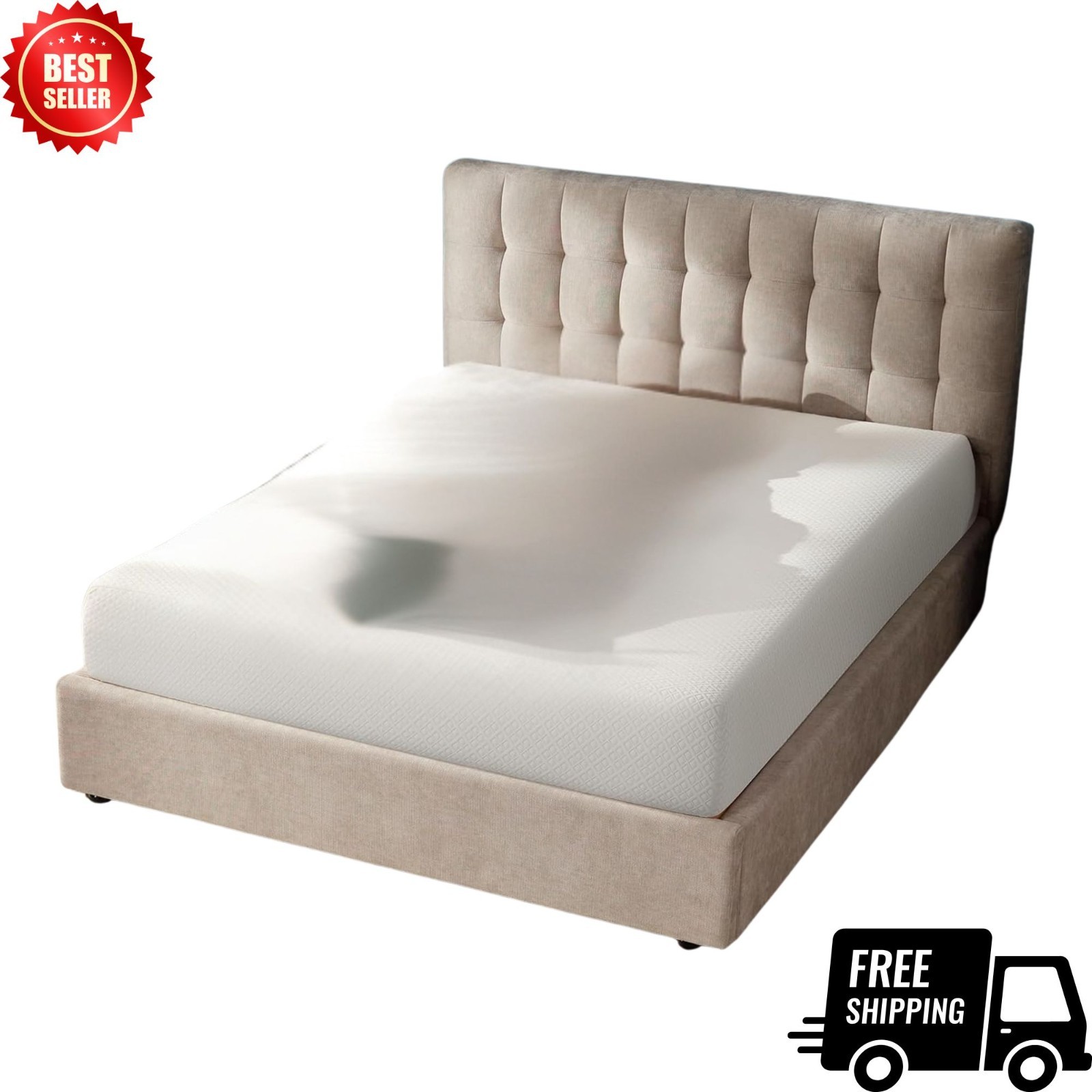 NEW Twin Mattress 6in Gel Memory Foam Medium Firm Fiberglass Free White