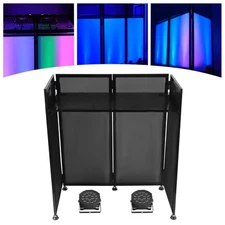 Pro Party Performance DJ Event Booth Facade w/Built-in Table &Travel Bag &Scrims
