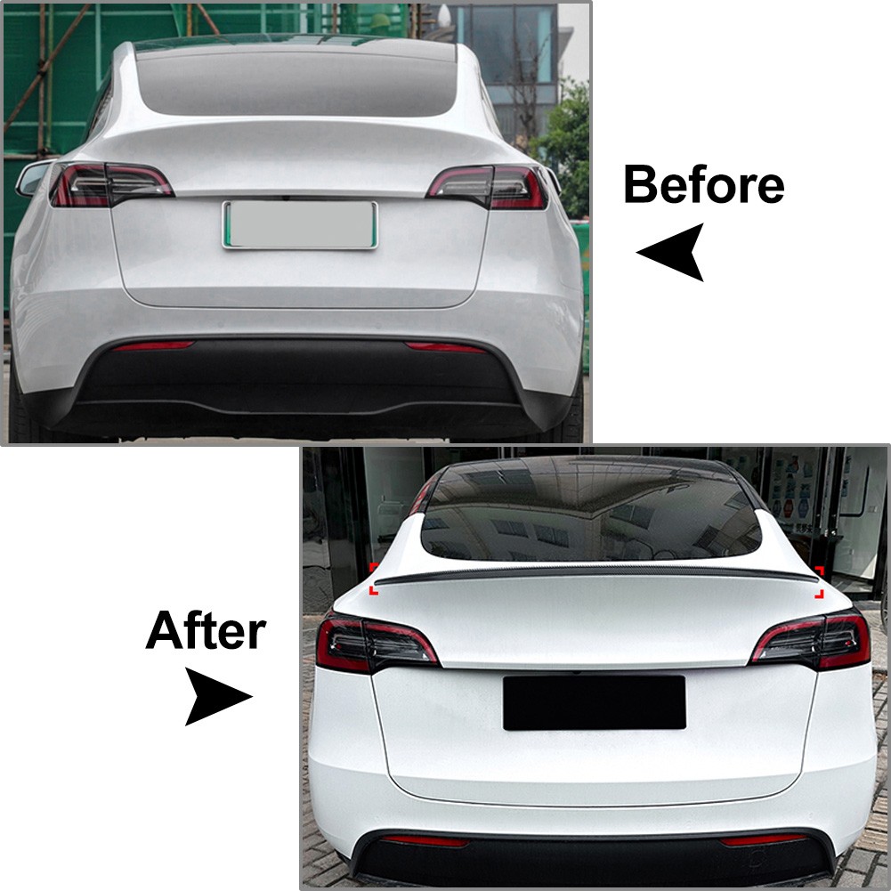 Rear Trunk Spoiler Wing For Tesla Model Y 2020-2023 22 Matte Carbon Fiber Black