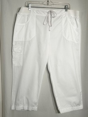 WOMENS SIZE 18 WHITE 3 POCKET ELASTIC WAIST W/DRAWSTRING WHITE STAG CAPRIS PANTS