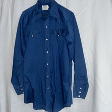 Vintage H Bar C California Ranchwear Shirt Blue Western Pearl Snap 16/33 USA