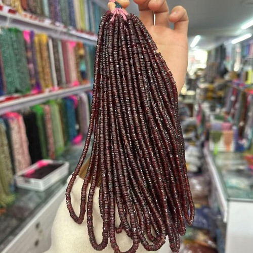 Cuentas espaciadoras de disco Heishi de granate natural facetado de alta calidad para hacer joyas - Imagen 3 de 8