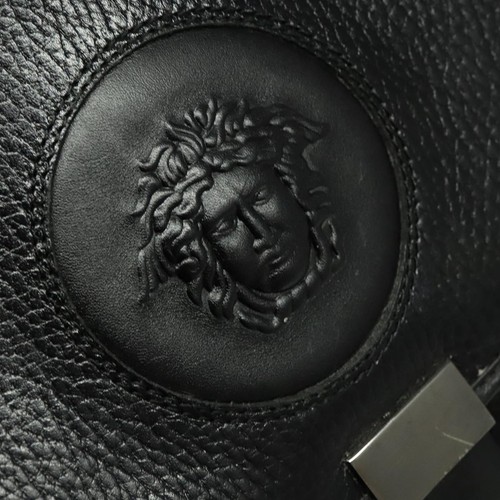 Gianni Versace Business Bag Leather Black Silver Auth bs28153 - Picture 10 of 20