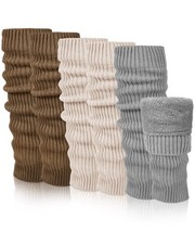 3 Pairs Winter Fleece Lined Leg Warmer for Women Skating Leg Warmer Long Boot...
