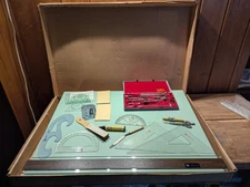 Vintage Paraltilt Model 1736 Portable Drafting Table 18 x 24 & Gramercy Tool Set