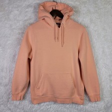 Small Stussy Men's Coral Pink Peach Hoodie Y2K Streetwear