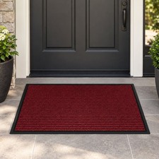 Large Red Indoor Outdoor Heavy Duty Door Mat with Rubber Backing   23"x35"