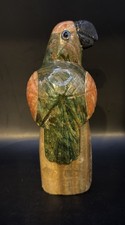 Hand Carved Stone Bird Parrot Semi Precious Stone Figure  6” Tall