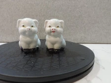 Ceramic Salt & Pepper Shakers White Pigs