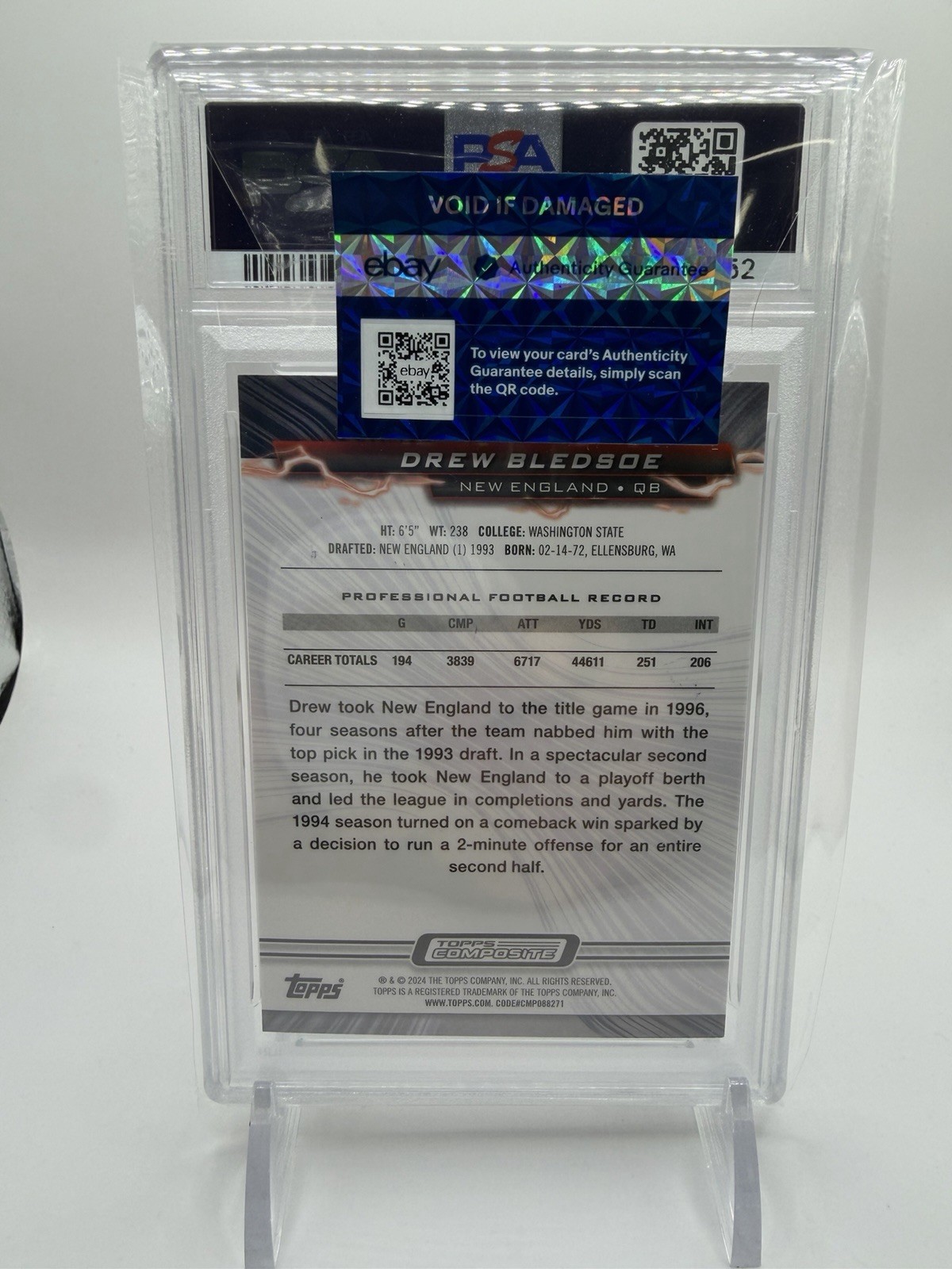 2023 Topps Composite Drew Bledsoe #91 Superfractor 1/1  Graded PSA 9 MINT view 3