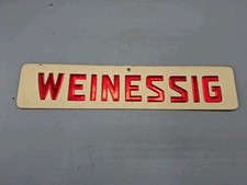Original Altes Pappschild Pr&auml;geschild ,Reklame,Vintage "WEINESSIG" ROT 29,5x6,3