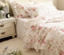Country Rose Roses Pink Floral Flower Duvet Cover Bedding Set 3 Pieces, 1 Duv...