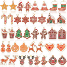 40 Pcs/20 Pairs Christmas Charms for Jewelry Making, Gingerbread Man Christmas E