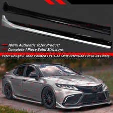 For 18-24 Toyota Camry Yofer Celestial Silver Black 2 Tone Side Skirt Extension