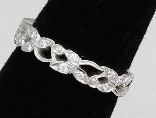 Philip Press Renaissance Platinum Eternity Ring 7.8 grams .18 ctw Diamond Size 6 - Image 2 of 4