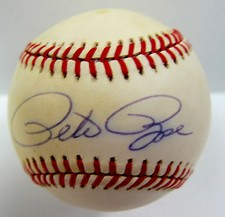 PETE ROSE  AUTOGRAPHED BART GIAMIATTI  BASEBALL CINCINNATI REDS HIT KING