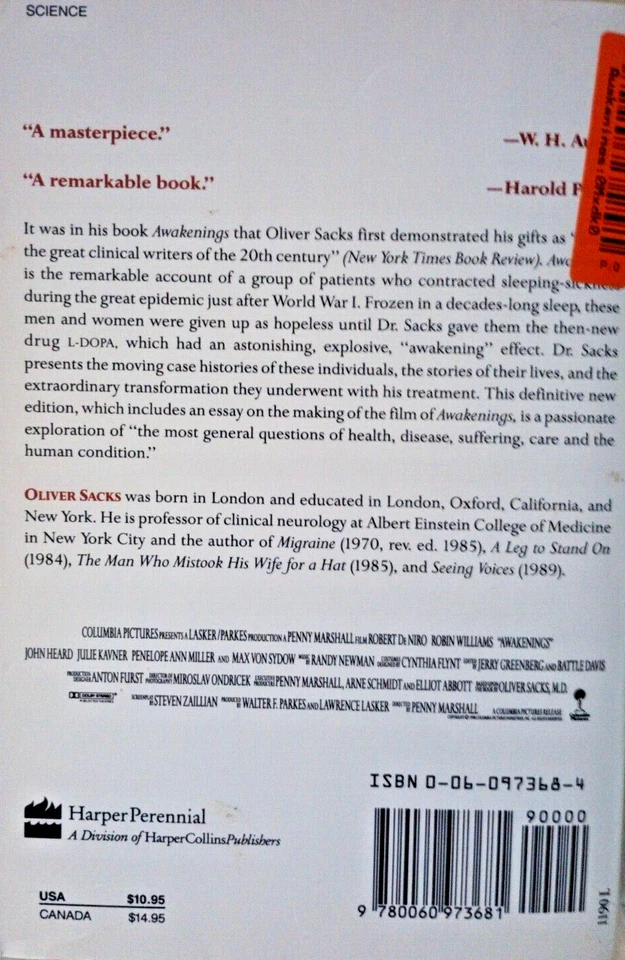 Signed Copy  Oliver Sacks - Awakenings. 1991. Unread, Very Good Condition. Rare. - Image 2 of 3