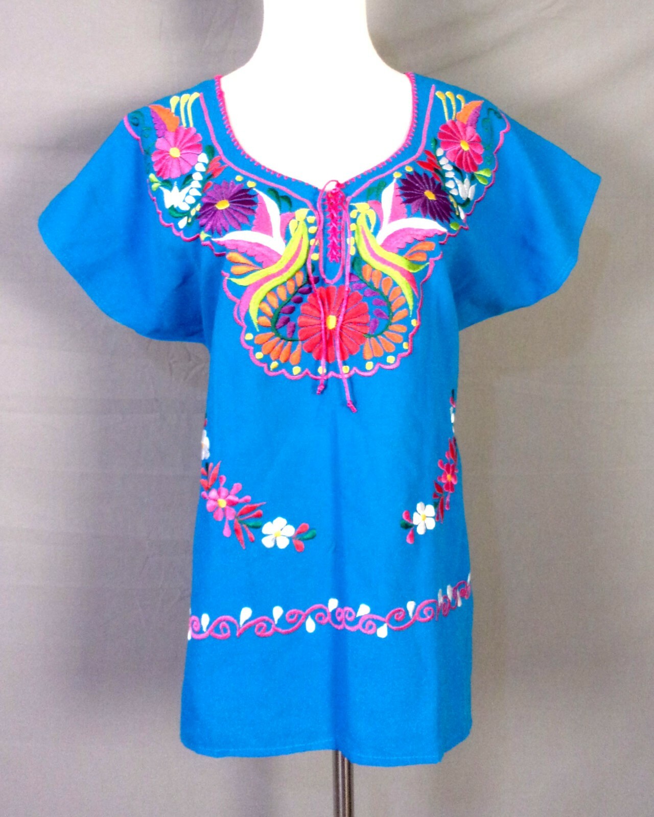 Details zu Vtg 60s 70s Oaxacan Bestickt Bunt Tunika Top Kleid Vögel Von Paradise 44 Billige Aktie