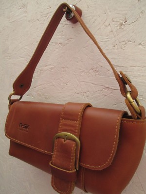 Sac à Main Vintage A-SK En Cuir épais, Couleur Marron, Style Bandoulière - Occasion, Authentique