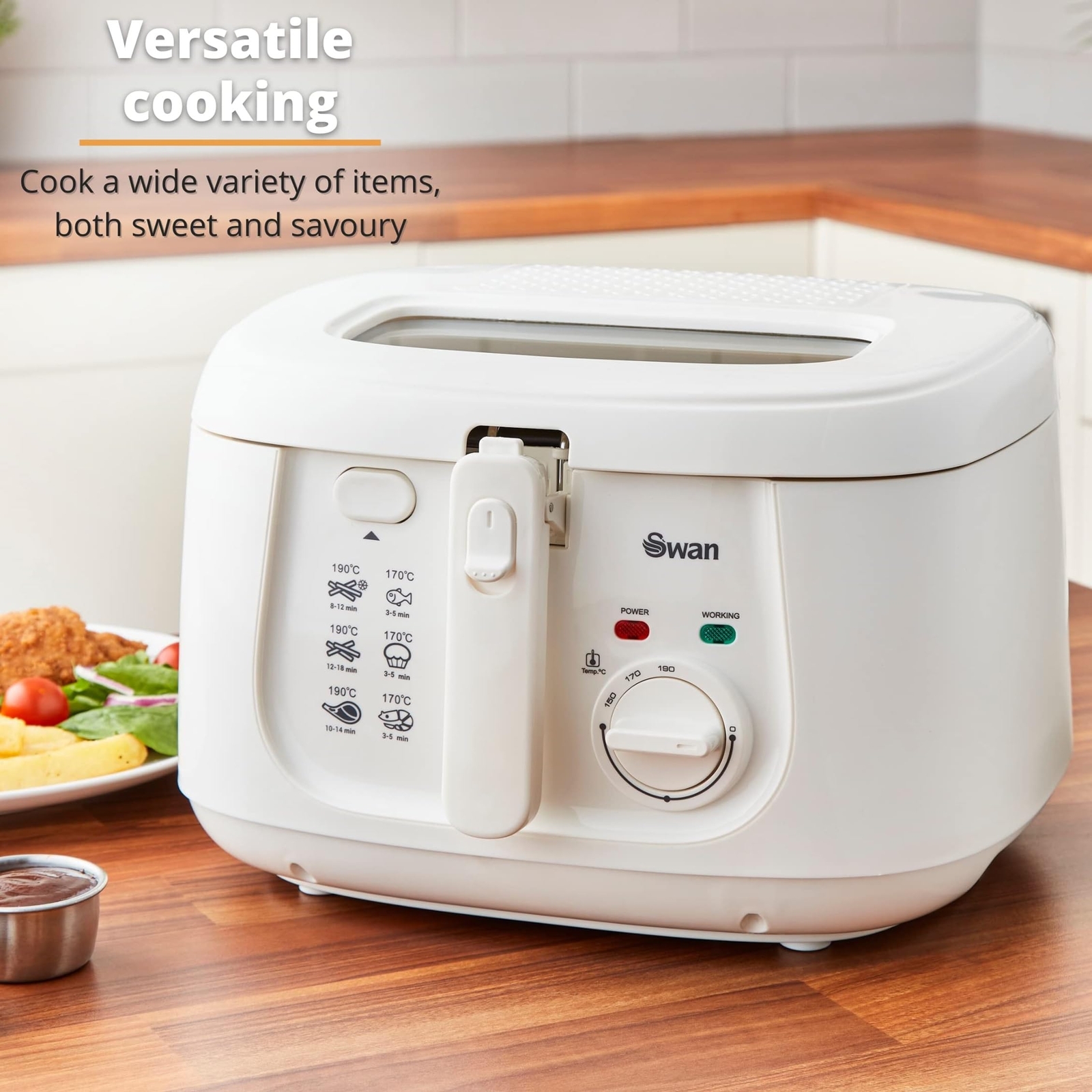 Swan SD6080N 2.5 Litre Deep Fat Fryer with Viewing Window, Easy Clean