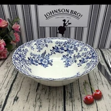 Johnson Brothers Devon Cottage 8”Salad Bowl Blue White