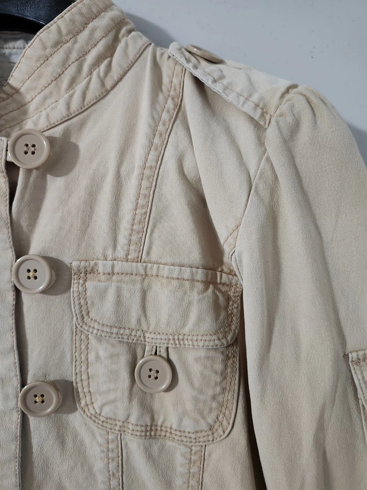 Chaqueta de tul para mujer S bombardero militar tareas de campo utilidad botón bordado espalda Foto 4 de 4