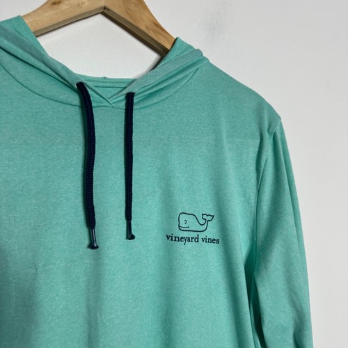 Vineyard Vines Shirt Sweater Mens Teal Hoodie Pull Over Medium - Picture 2 of 6
