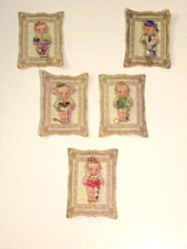 LOT/5 Handcrafted Creations By Frances KEWPIE brooch Pin backs ornaments-VTG-NEW