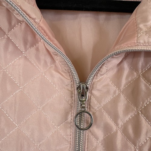 Christopher and Banks Pink Quilted Vest Petite Xl Silver Tone Full Zip - Picture 3 of 8