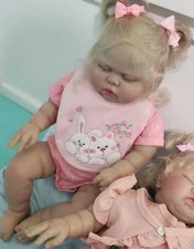 Lifelike Sleeping Chubby 24" Reborn Baby Dolls Cloth Body Handmade Toddler Gifts