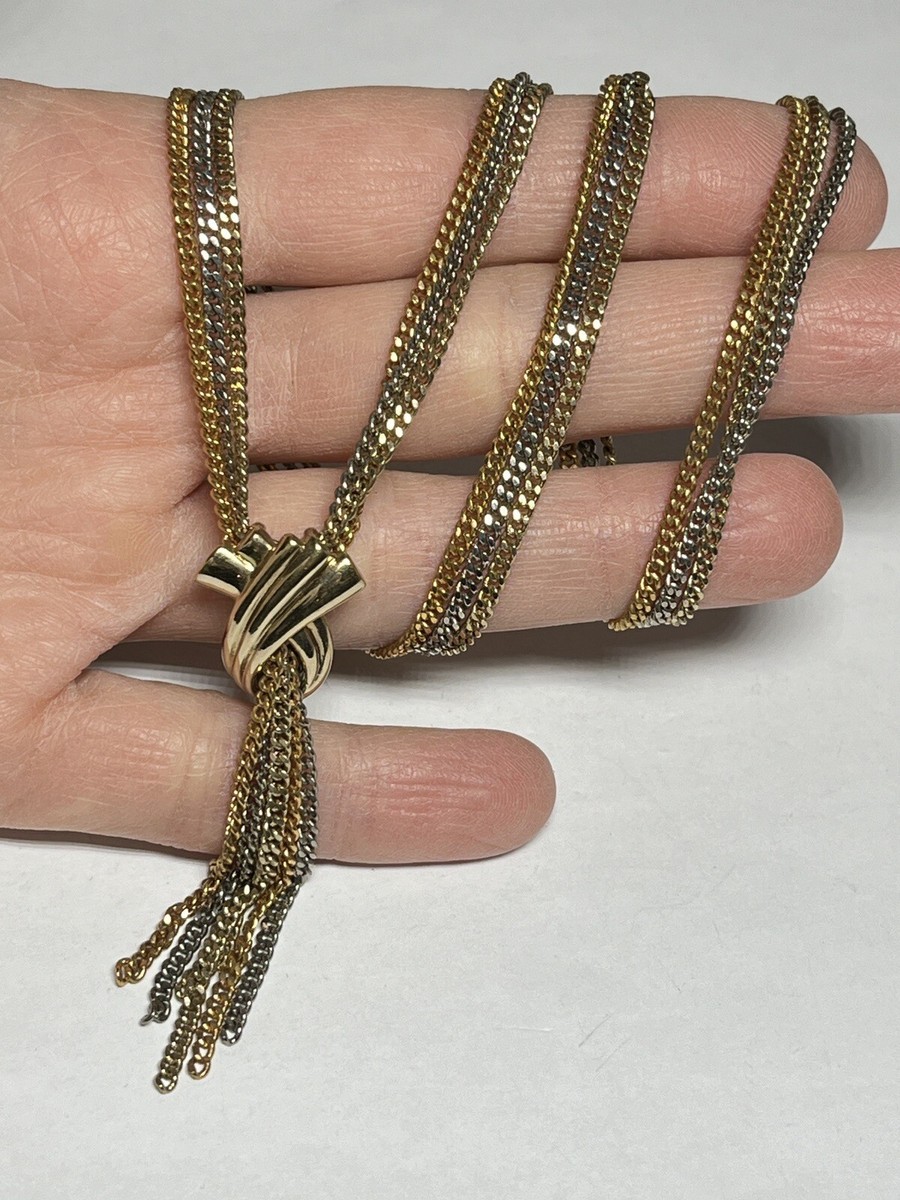 Avon 80's 90's Fringe Statement Necklace Chain Tassel XX492