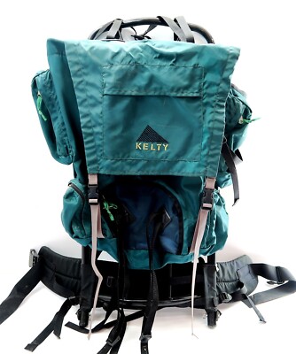 KELTY Large Backpack 32'' External Frame Green and Blue ~ Lightweight